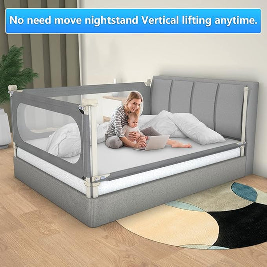 Bed Rails for Toddlers, Extra Tall 32 Levels of Height Adjustment Specially Designed for Twin, Full, Queen, King Size - 2023Upgrade Model Safety Bed Guard Rails for Kids (1 Side:59"(L) ×27"(H))
