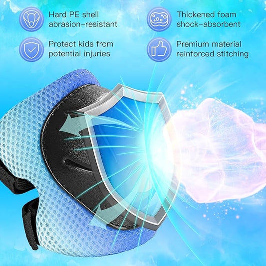 Kids Protective Gear Set Knee Pads for Kids 3-14 Years Toddler Knee and Elbow Pads with Wrist Guards 3 in 1 for Skating Cycling Bike Rollerblading Scooter