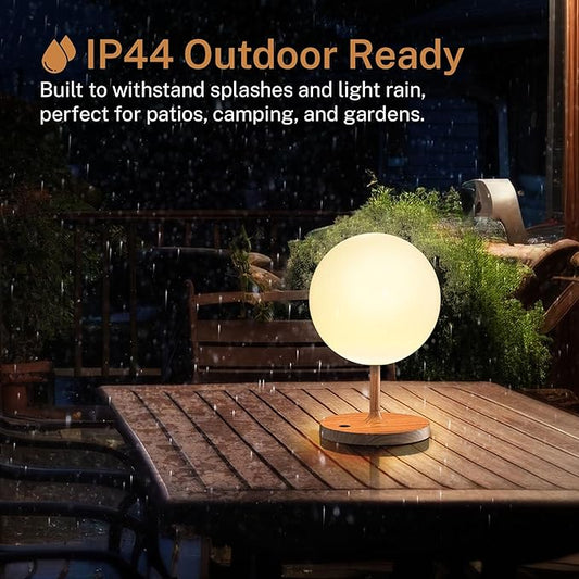Cordless Lamp, 5000mAh Battery Operated Rechargeable Table Lamp with Power Bank, Touch Dimmable 3 Color Temperatures, IP44 Waterproof Shower Lamp for Kitchen, Bathroom, Indoor Or Outdoor Use 9.6in