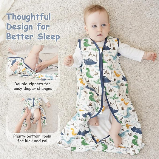 Looxii Baby Sleep Sack 0.5 TOG, 100% Cotton 3 Pack Wearable Blanket Baby Sleep Bag for Newborn Infant, 2-Way Zipper Lightweight Toddler Sleeping Sack 18-24 Months