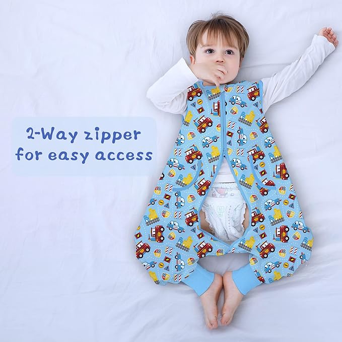 Toddler Sleeping Sack, Toddler Sleep Sack with Feet, Walker Wearable Blanket, Sleep Sack with Legs,0.5Tog(Red Car 9M-2T)
