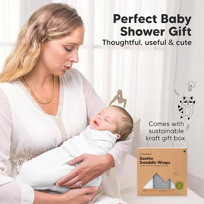 KeaBabies 3-Pack Organic Baby Swaddle Sleep Sacks - Swaddles for Newborns, Infant 0-3 Months, Baby Girls, Boys, Soft & Snug Newborn Sleep Sack, Nursery Swaddling Blankets (Cloud)