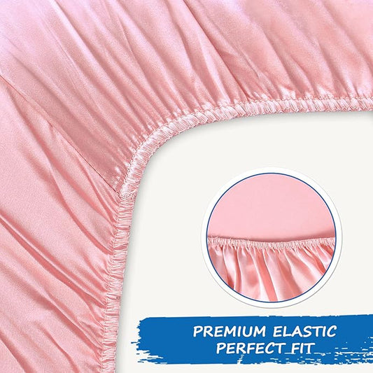 Crib Sheets Girl Satin 2 Pack, Soft & Silky Crib Sheet for Baby Hair (52"x28"x8") Fitted Crib Sheets for Standard Crib Mattress, Pink