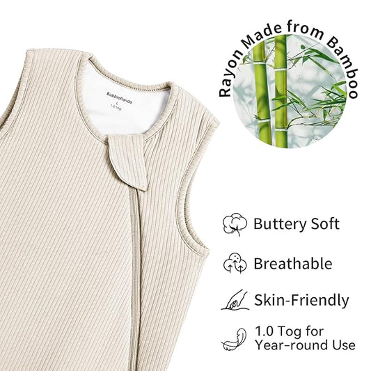 Rayon Made from Bamboo Sleep Sack 6-12 Months Supersoft Toddler Sleep Sack 1.0 Tog Breathable Baby Wearable Blanket with 2-Way Zipper Unisex Sleeping Bag for Babies