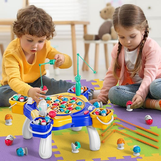 Magnetic Fishing Game for Kids Toddlers 3-5, 70 pcs Fishing Toys for Kids Toddlers 3-5, Fishing Table Toys Board Game Birthday Gifts for 3 4 5 6 7 8 Years Old Toddler Kid