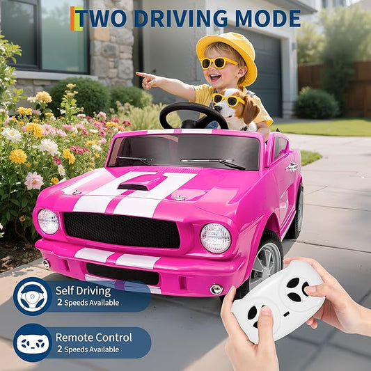 12V Ride on Car for Kids, Licensed Shelby GT350 Electric Toy with Parent Remote Control, 3 Speeds, LED Headlights, Music & Safety Belt for Toddlers