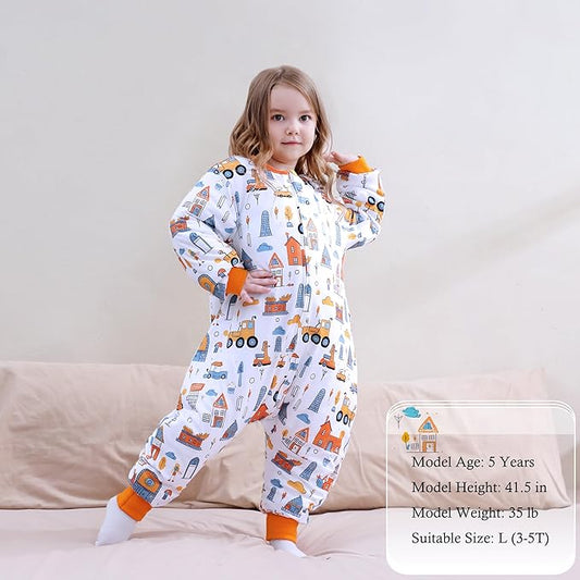 Toddler Sleep Sacks 2.5 TOG Winter Long Sleeve Sleep Sack with Legs 2-Way Zipper Baby Wearable Blanket