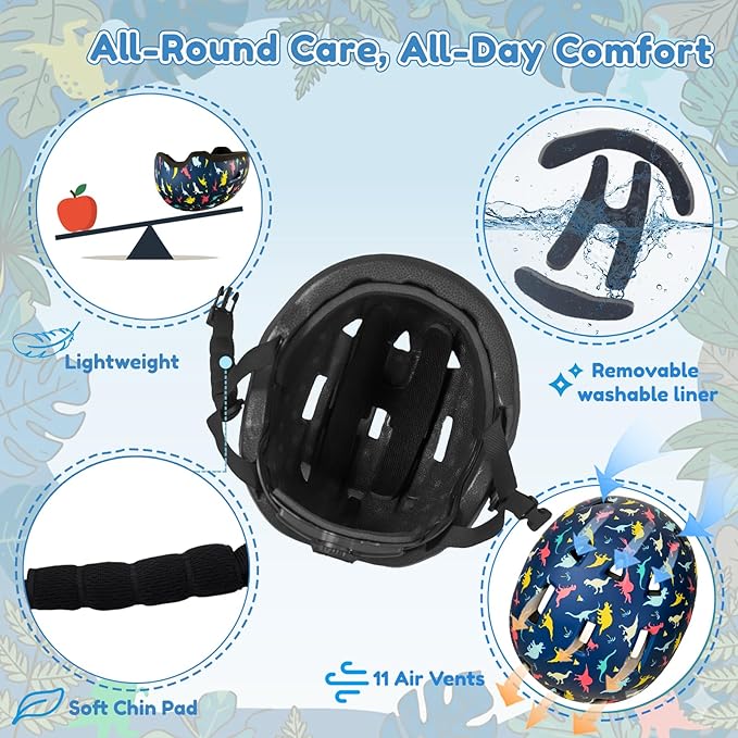 Toddler Bike Helmet with Gloves and Backpack Set, 3 Sizes for Baby Infant to Kids Ages 1-3 3-5 5-8+, Adjustable Boys Girls Bike Helmet for Bicycle/Scooter/Skateboard/Roller Skate
