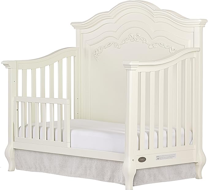 Toddler Bed Safety Guard Rail for Evolur Baby Convertible Cribs - Solid Wood Rail for Convertible Crib to Toddler Bed Conversion - Safety Bed Rail for Children (Ivory Lace Cream, Model 846)