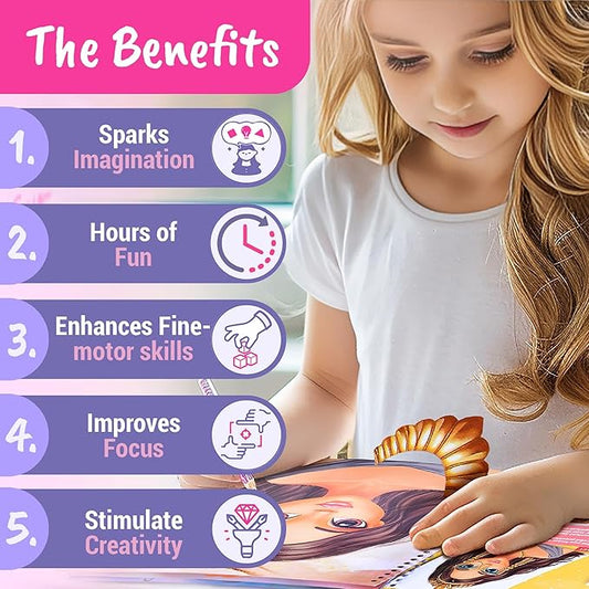 BSCOOL Sticker Stylish Dress up Jewelry. Sticker Activity Book for Kids. Learn Girls Fashion Design with Stickers and Guides for Kids 5 and up with 250+ Reusable Stickers. Christmas Gift for Girls