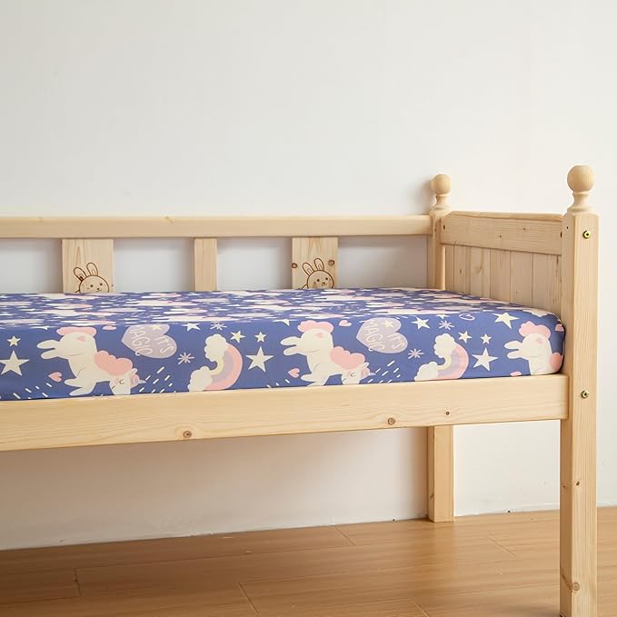 SDIII 2 Pack Unicorn Crib Sheets for Baby Girl 52×28 Stretchy Microfiber Jersey Knit Fall Baby Sheets for Standard Crib and Toddler Mattress