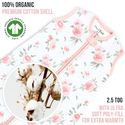 Mama Cheetah Baby Sleep Sack 2.5 TOG, Organic Cotton Baby Wearable Blanket with Two-Way Zipper, Swaddle Transition Baby Sleeping Bag for Newborn Infant Toddler Boy Girl, 6-12 Months