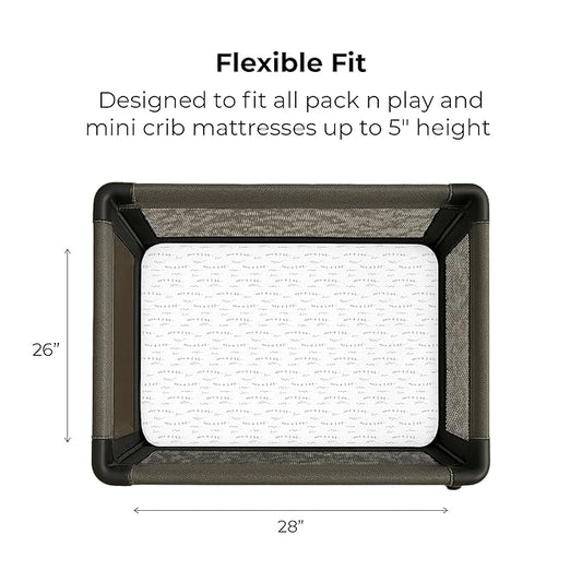 Ely’s & Co. Pack and Play Sheets, for Mini/Portable Crib, 2 Pack Fitted Playpen Play Yard Sheet Set Compatible with Graco Pack n Play, for Baby Boys/Girls, 100% Cotton, Forest Grey Floral, 38”x24”x5”
