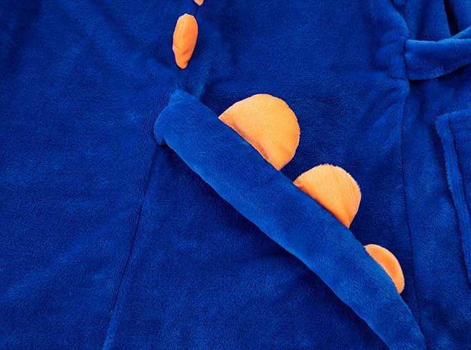 Dinosaur Boys Girls Fleece Hooded Robe Kids Toddler Warm Fuzzy Cartoon Dino Bathrobe