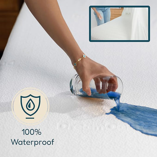 DreamOasis Waterproof Mattress Protector Queen Size - Premium Bamboo Viscose, Super Soft, Breathable, Machine Washable, Noiseless Bed Mattress Cover - White