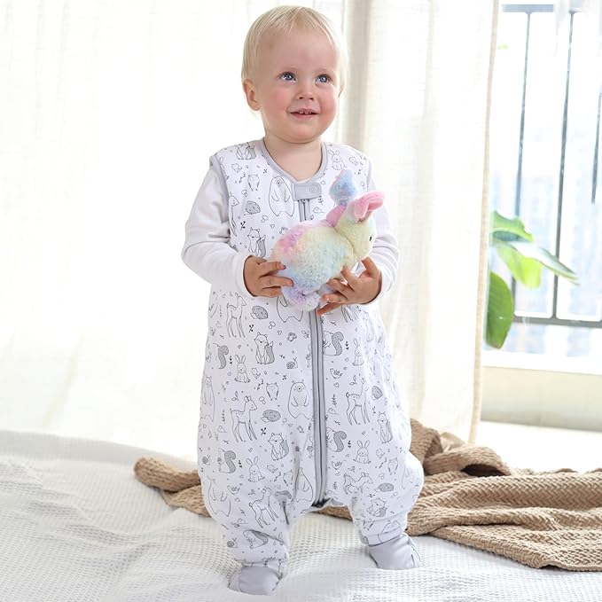 Mama Cheetah Toddler Sleep Sack with Feet 3T-4T, 2.5 TOG Organic Cotton Baby Sleeping Bag with Legs, Winter Baby Wearable Blankets for Early Walker L