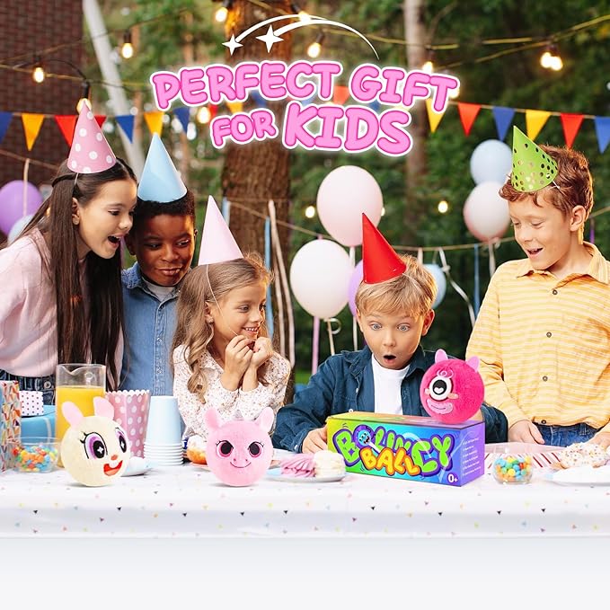 ZOOJOY 3 Pcs Plush Bouncy Balls for Toddlers and Kids, 3-Inch High Bounce Sensory Toys Featuring Unicorn, Bunny & Monster, Soft Game Balls Gift for Girls 6 Months+, Indoor & Outdoor Play