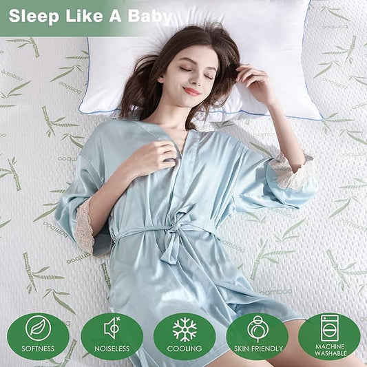 Parkdeny Full Mattress Encasement, Waterproof Cooling, Rayon from Bamboo, 3D Air Fabric, Breathable, Noiseless, Washable, Fits 5"-13" Deep Mattresses