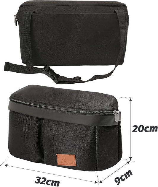 Miracle Baby Stroller Organizer Bag for Mom,Universal Stroller Storage Caddy Diaper Bag- Compatible with Most Stroller - Multifunctional Larg(Black)