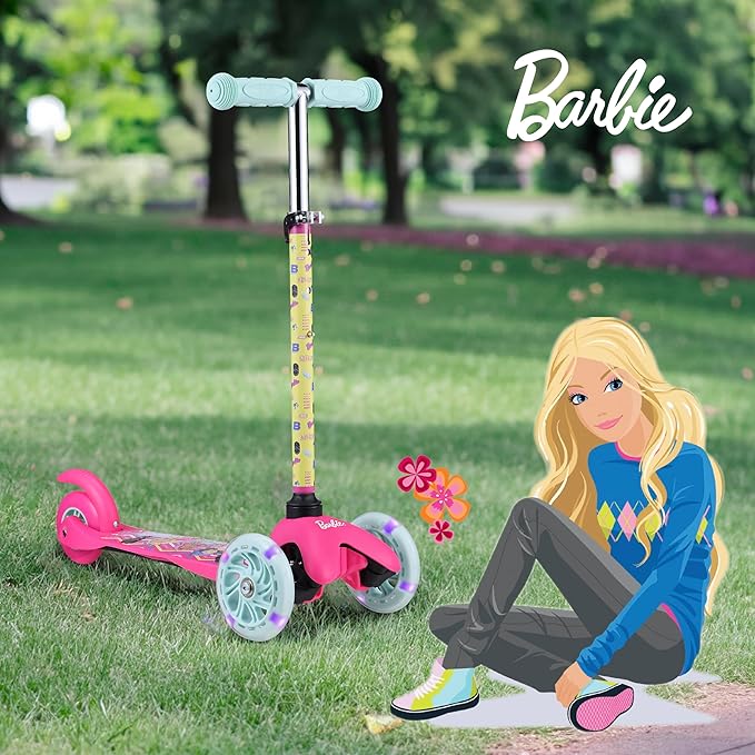 Self Balancing Kick Scooter with Light Up Wheels, Extra Wide Deck, 3 Wheel Platform, Foot Activated Brake, 75 lbs Limit, Kids & Toddlers Girls or Boys, for Ages 3 and Up