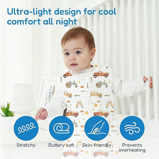 TotAha Sleep Sack 6-12-15 Months 3-Pack,Stretchy,Buttery Soft Swaddle Transition Sleeping Bag,Light Baby Wearable Blanket with 2-Way Safe Zippers for Boys and Girls, 0.5 TOG