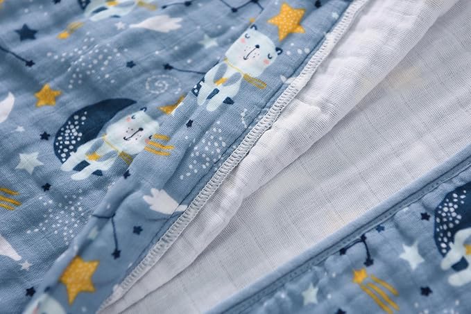 Baby Sleep Sack 12-24 Months Wearable Blanket for Babies 100% Organic Cotton 2-Way Zipper YKK 0.5 TOG Toddler Sleeping Sacks Muslin 1-2 T Blue Bears