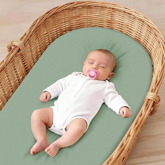 Baby Bassinet Sheets for Baby Boy Girls,4-Pack Fitted Bassinet Sheets Set Compatible with Halo Bassinest Swivel Sleeper,Baby Delight,Angelbliss,32"X16" (Animal World)