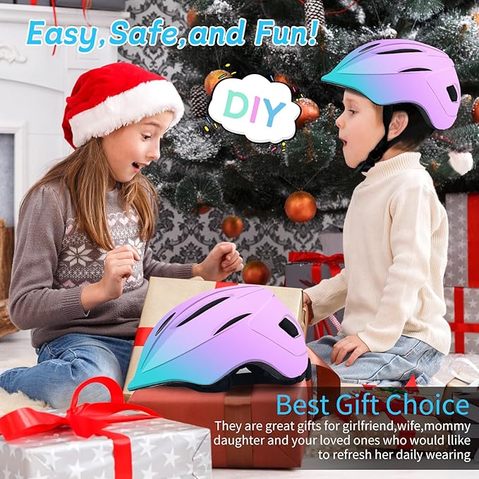 Adjustable Gradient Color Bike Baby/Toddler Helmet 2-4 Years,Safety Lightweight Kids Helmets Ages 1-3-5-8 for Girls Boys,Multi-Sport Infant Helmet for Skating Cycling Scooter