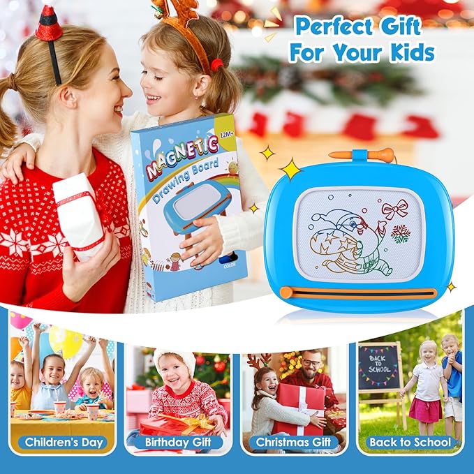 Smasiagon Toddler Girl Boy Toys,Magnetic Drawing Board for Toddlers,Early Learning Doodle Board Writing Painting Sketch Pad, Birthday Easter Valentines Day Gifts for 1 2 3 Year Old (Light Blue)