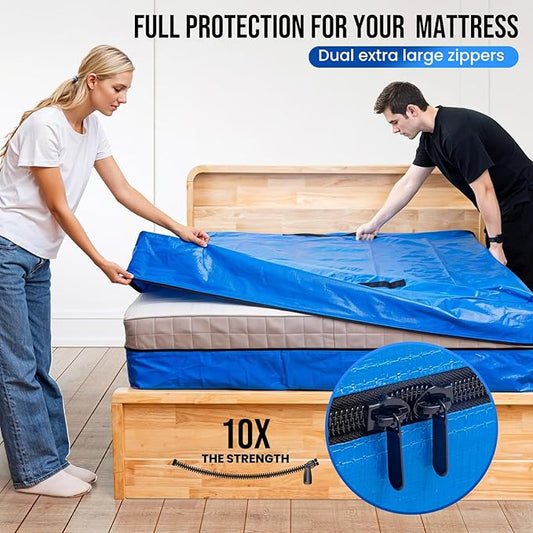 TAILI Full Mattress Bags for Moving and Storage, Heavy Duty Moving Supplies Mattress Cover with Reinforced Handles, Storage Cover Essentials Packing Protector