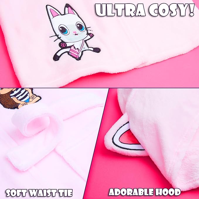 Get Trend Fleece Bathrobe for Girls, Teens, Dressing Gown, Soft Hooded Robe, Cozy Loungewear, Sleepwear Gifts for Girls