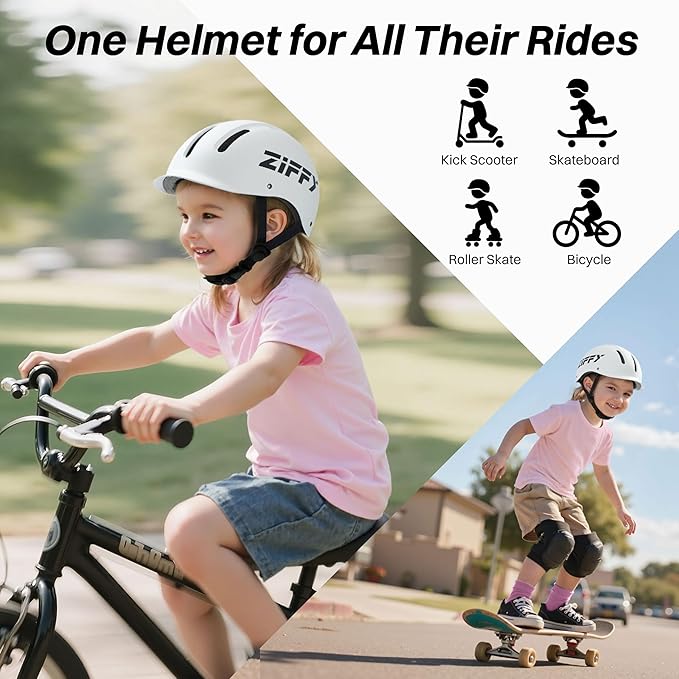 ZIFFY Kids/Toddler Bike Helmet, Adjustable, Lightweight, Safety Certified Scooter Helmet for Boys & Girls with Washable Inner Lining, 2 Sizes, 4 Colors – Fits Toddlers to Youth by Jova