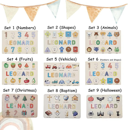 First Birthday Gifts for Girl, Personalized Baby Gifts, Wooden Puzzles for Toddlers 1-3, Animal Toys for Toddlers 1-3, Customized Baby Gift, 1-2 Year Old Toys
