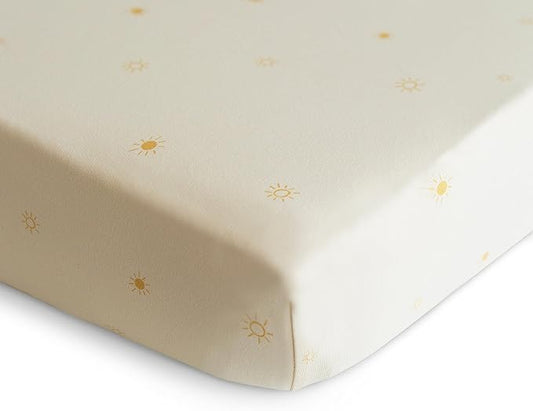 mushie Stretchy & Soft Crib Sheet | Fitted 28" x 52" (Sun)