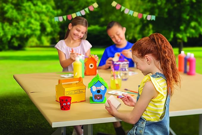 Fun Express Washable Tempera Paint Set for Kids - 10 Bright Colors in 16oz Squeeze Bottles | Bulk Craft Paint for Classroom, School, Preschool & Art Projects | Rainbow Colors