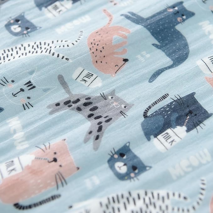 Baby Sleep Sack 2-4 T Baby Wearable Blanket 100% Organic Cotton 0.5 TOG Toddler Sleep Sacks 2- Way Zipper Soft 4 Layers Muslin 2T 3T 4T Kitten Cat