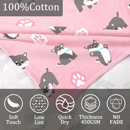 VOOVA & MOVAS Kids Hooded Beach Towel (3-8 Years) – 100% Cotton Soft Bath & Swim Towel (30"x50"), Quick Dry Absorbent, Cute Dog Design for Girls – Perfect for Pool, Beach, Bath