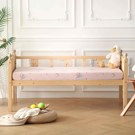 SDY Jersey Crib Sheets for Baby Girls,52”x28”x8,2 Pack,Pink Bunny Easter Day Style Standard Oval/Retangle Crib Mattress Sheets for Toddler,Super Soft Breathable