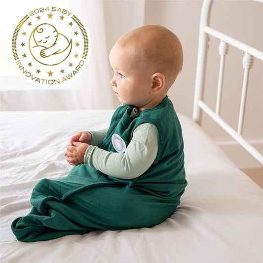 Dreamland Baby Lightweight Bamboo Viscose Sleep Sack (6-12 Months). 1.0 TOG Ultra Soft Blanket w/ 2-Way Zipper. 95% Viscose, 5% Spandex (Forest). Mom-Owned US Business, Premium Materials