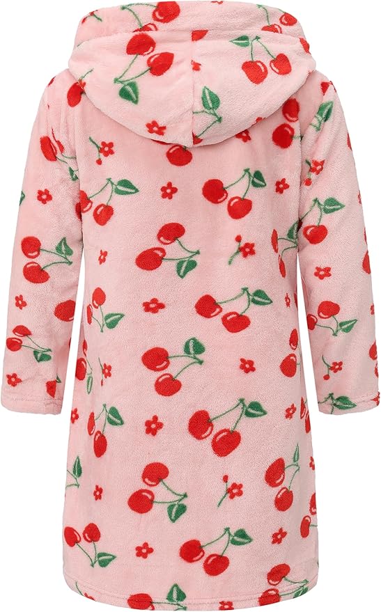 Kid Fleece Hooded Robes Girls Bathrobes Boys Soft Plush Sleepwear Toddler Fuzzy Pajamas