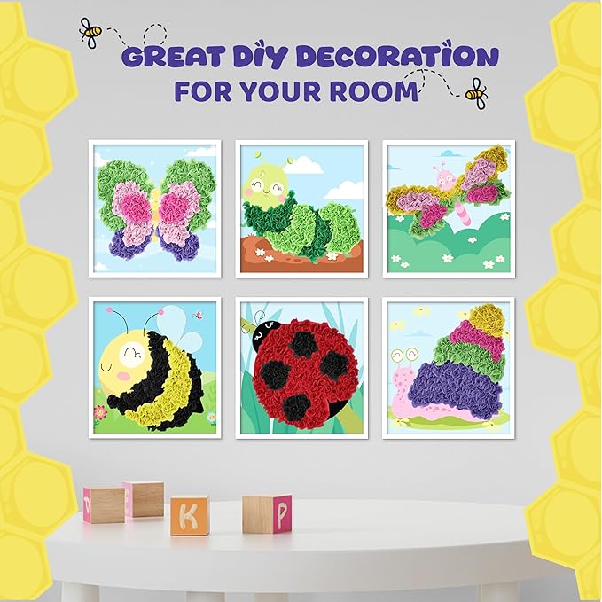 jackinthebox Poke Poke Art – Bugs Theme, Mess-Free Fabric Art and Craft, Flower Pressing Kits, Gift for Kids, Toys for Girls and Boys Ages 4 5 6 7 8