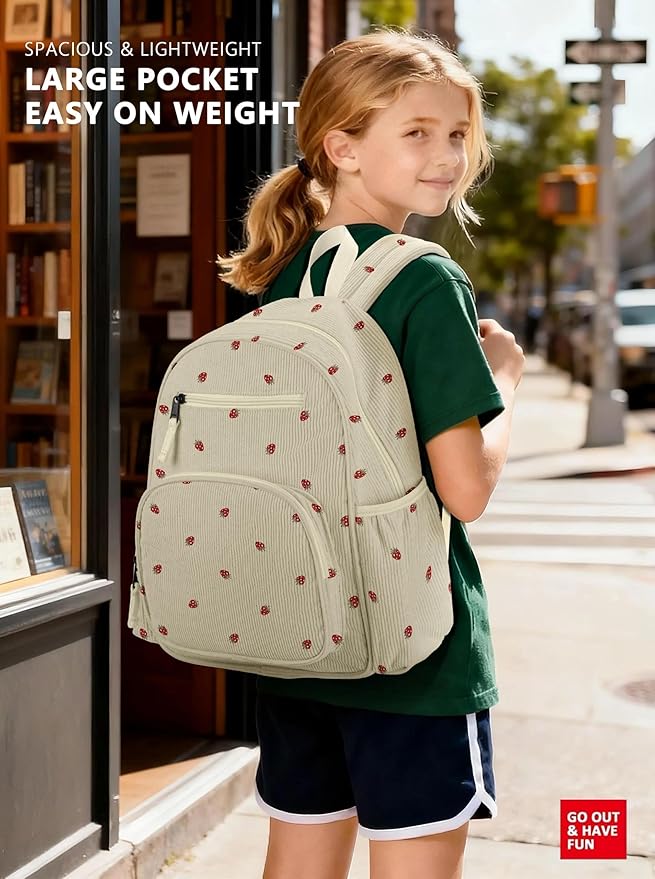 atgark Corduroy Toddler Backpack for Girls 2-5, Preschool Kindergarten Backpack - Cute Kids Backpacks for Girls 13.7" H Fit Folder