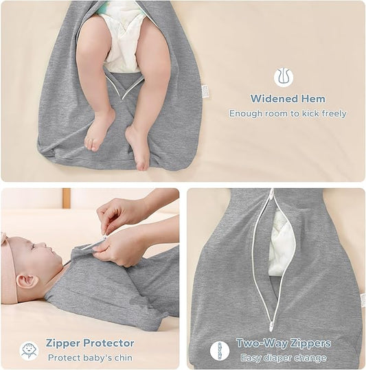 ZIGJOY Baby Transitional Swaddles for Newborns: 0.5 Tog Arms Up Sleep Sack 3-6-12 Months Soft Cotton Shark Fin 2 Way Zipper