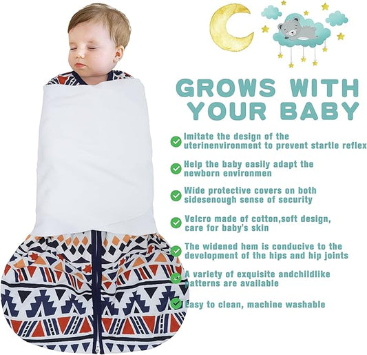 Newborn Sleep Sack Baby Swaddle,3-Way Adjustable Wearable Blanket,100% Rayon Cotton Swaddling Sleeping Bag,TOG 0.5 (Soccer & Triangles, 3-6 Months)