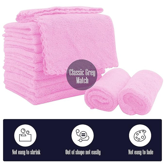 16 Pack Baby Washcloths - Luxury Coral Fleece - Extra Absorbent and Soft Wash Clothes for Newborns, Infants and Toddlers - Suitable for Sensitive Skin and New Born-Baby Shower-Frozen Berry,10x10 Inch