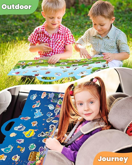 Walenced Reusable Sticker Book for Toddlers, Stickers for Kids, Toddler Sticker Book, Toddler Craft Activities, Toddler Travel Toys Ages 3 and Up Boy Girl Birthday Gifts