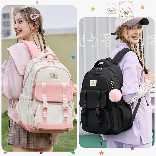 AO ALI VICTORY Laptop Backpack 16 Inch Kids Elementary Middle High School Bag College Backpacks Women Work Business Back Pack Travel Rucksack Large Bookbag for Teens Girls Womens Students,Pink