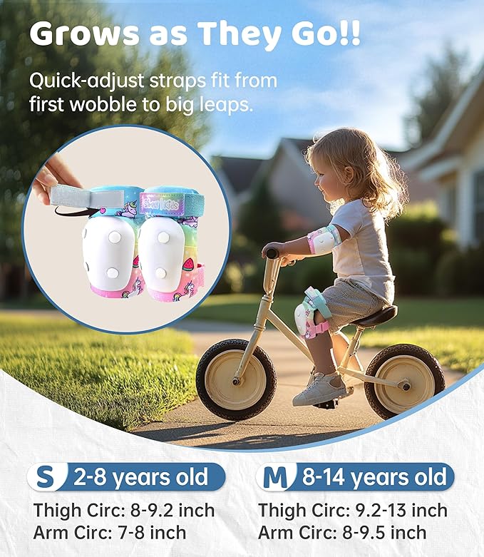 Simply Kids Knee and Elbow Pads with Wrist Guards, HardSoft Pad Tech. - CPSIA Certified Protective Gear Set - Inline Roller Skate Skateboard Bike Knee Pads for Kids Child Girls Boys Toddler Youth