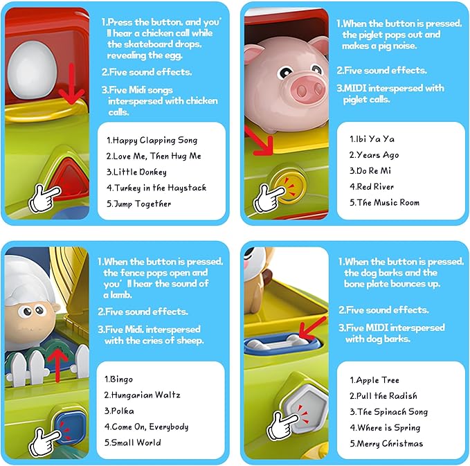 Baby Pop Up Toy with Music- Cause and Effect Pop Up Animal Toys for 6-12 Months Toddlers, 1 Year Old Babies Boys Girls, Infant Interactive Early Learning Educational Montessori Gifts