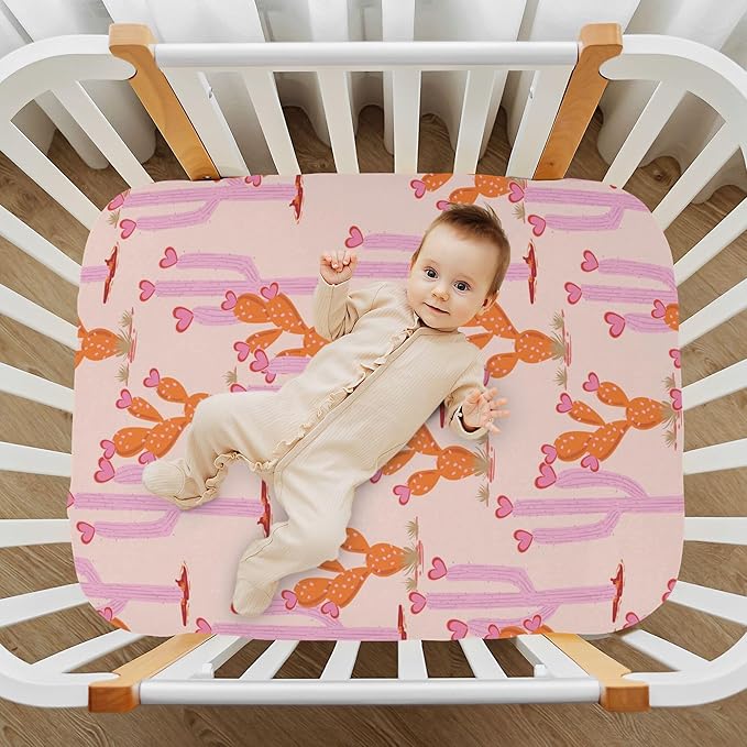 Cute Cowgirl Western Crib Sheets Soft Breathable Fitted Baby Crib Sheets Mattress Cover for Girls Boy, 52" x 28" x 9"